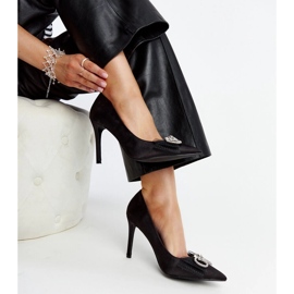 Black high heels with a decorative bow Natasa 1