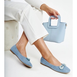 Blue ballet flats with a bow by Gaillou 1