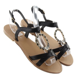 Sandals with decorative black stones 1