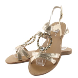 Sandals with decorative stones LC-132 gold golden 2