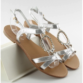 Sandals with decorative silver stones grey 1