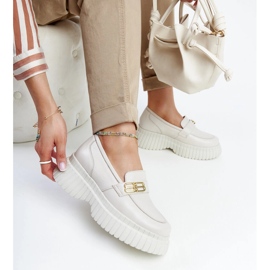 Light beige leather shoes, Karino moccasins 1