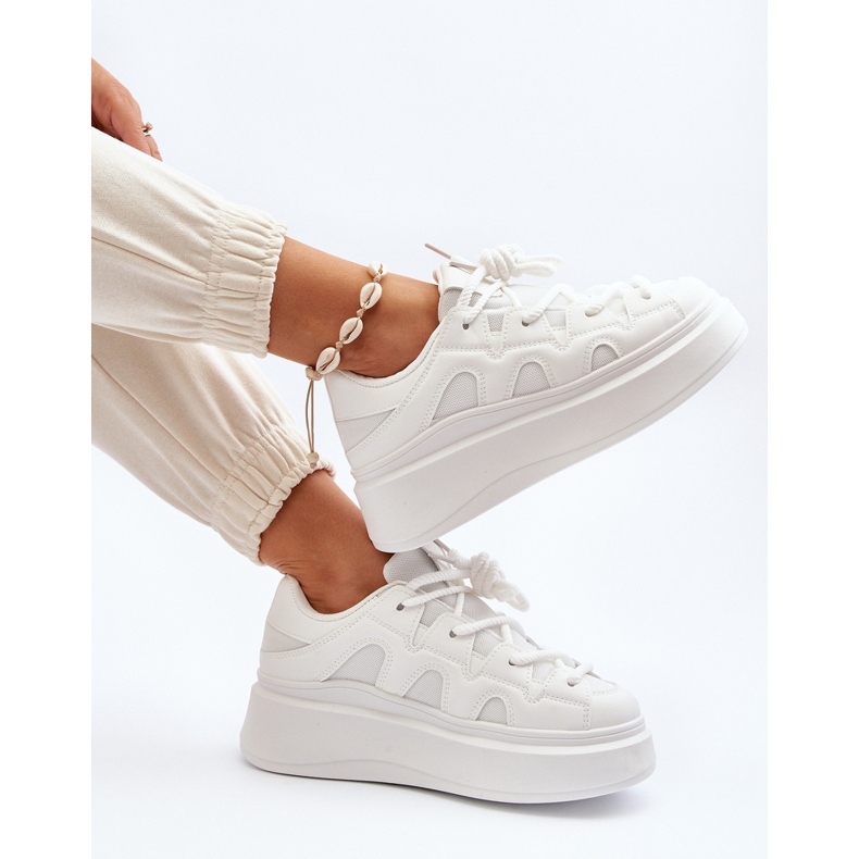 Women's Sneakers With Thick Lacing White Vinali 1