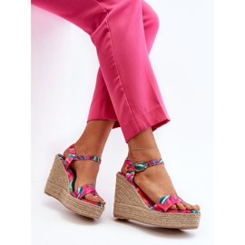 Patterned Fuchsia Anihazra Braided Wedge Sandals pink 1