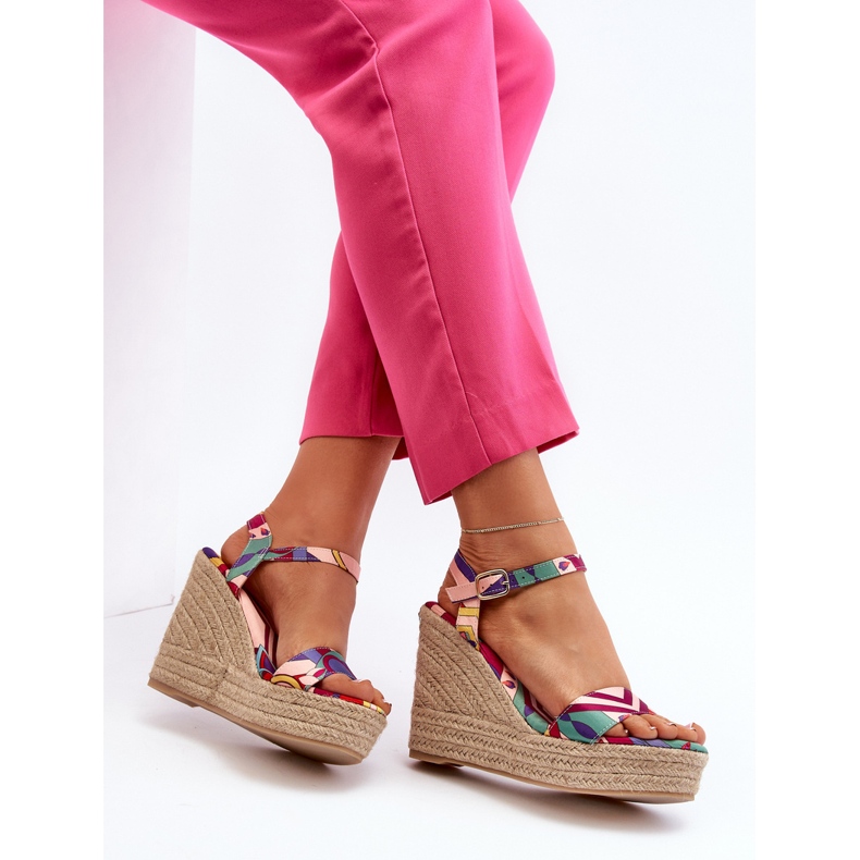 Patterned Wedge Sandals Made of Braided Multicolor Anihazra multicolored 2