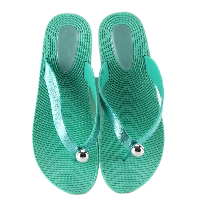 Flip-flops with a silver ball 9-56 green 2