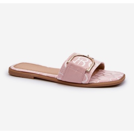 Shiny Women's Flip Flops With Pink Decoration 1
