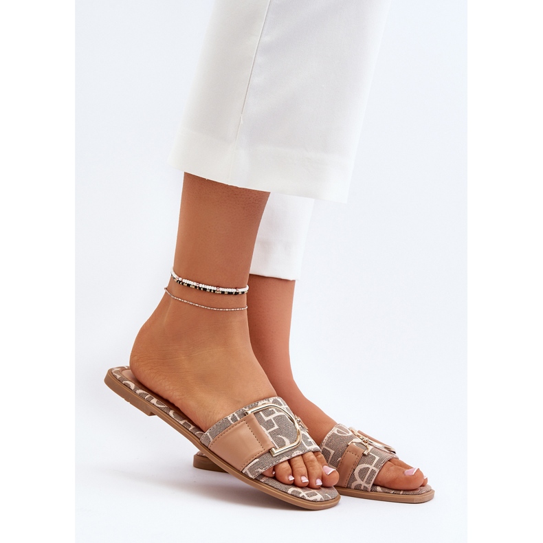 Shiny Women's Flip-Flops With Brown Toe Decoration 1