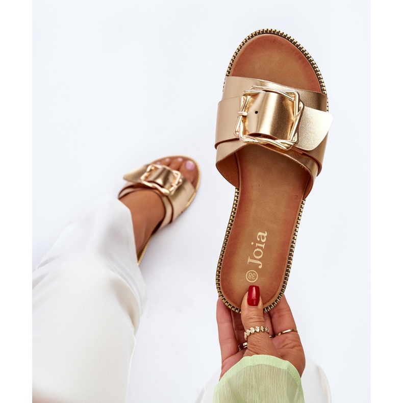 Women's Flip-Flops With a Strap and Buckle, Gold Opahiri golden 1