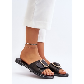 Women's Flip-Flops With a Strap and Buckle Black Opahiri 2