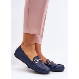 Women's Classic Eco Leather Moccasins Navy Blue Demese 2 Women's Classic Eco Leather Moccasins Navy Blue Demese 2