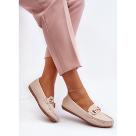 Women's Classic Eco Leather Loafers Beige Demese 1