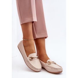 Women's Classic Eco Leather Loafers Beige Demese 2