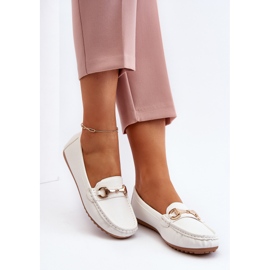 Women's Classic Eco Leather Moccasins White Demese 2