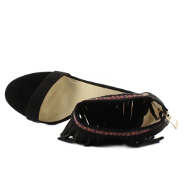 Black ethnic fringed sandals 2