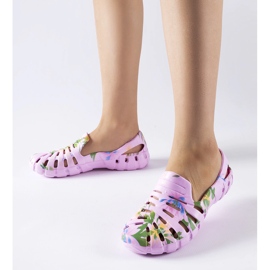 Pink rubber slippers with the Eliano pattern CLF0758C Pink blue 1