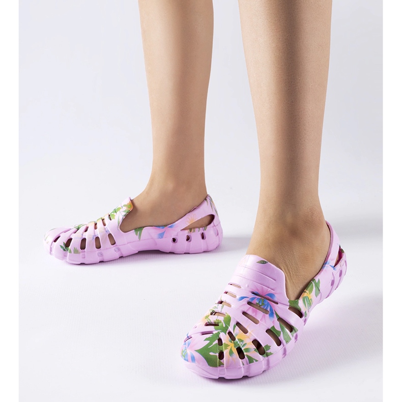 Pink rubber slippers with the Eliano pattern CLF0758C Pink blue 1