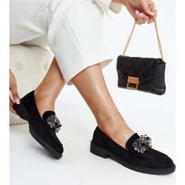 Black suede loafers with Zemzem crystals 1
