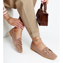 Brown shiny Mebrat moccasins beige 1