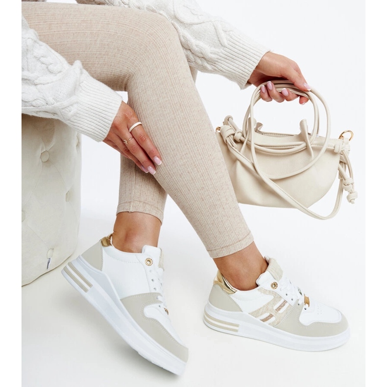White and beige sneakers on the Negisti platform 1