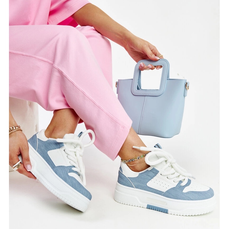 White and blue platform sneakers 1