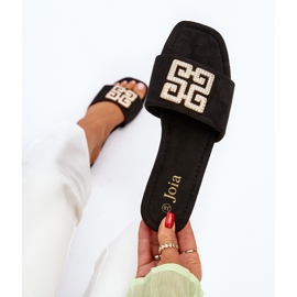 Women's Flat-Heeled Flip-Flops With Decoration, Black Inaile 2 Women's Flat-Heeled Flip-Flops With Decoration, Black Inaile 2