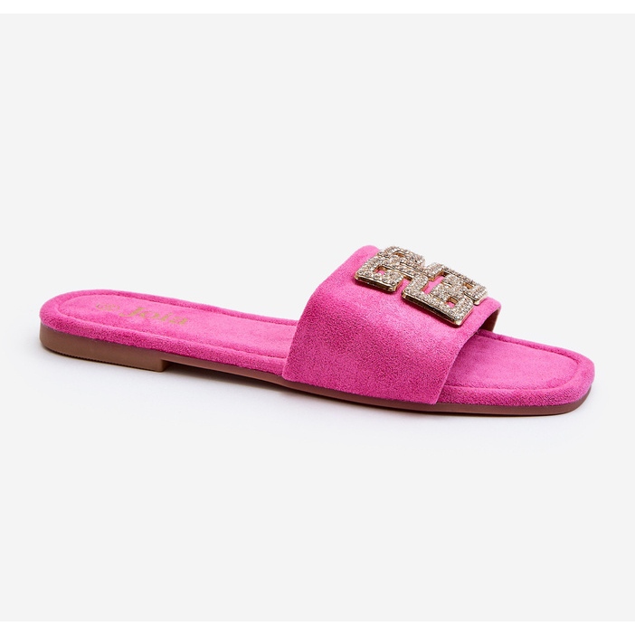 Women's Flat-Heeled Flip-Flops With Fuchsia Inaile Decoration pink 2