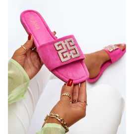 Women's Flat-Heeled Flip-Flops With Fuchsia Inaile Decoration pink 1