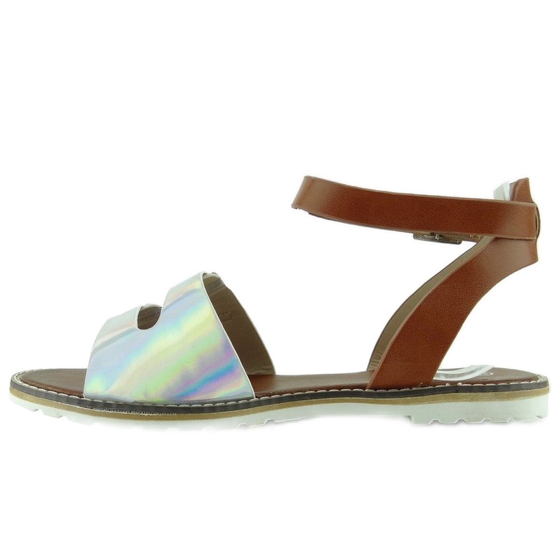 Sandals hologram stripes 2015L-139-3W Silver brown grey 2