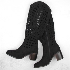 Women's black openwork boots Jezzi RMR2337-6 1