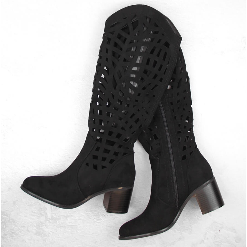 Women's black openwork boots Jezzi RMR2337-6 1