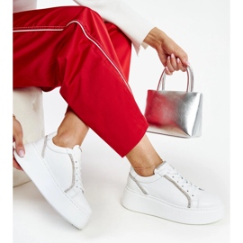 Karino white leather sneakers with rhinestones 1