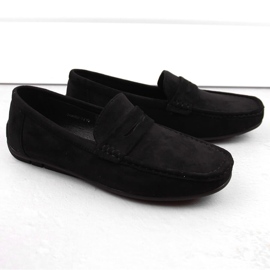 News Suede shoes, men's slip-on moccasins, black Unisoft 7710 2