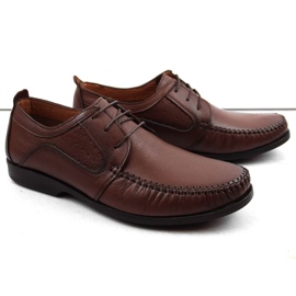 Leather men's shoes, lace-up moccasins, brown, T.Sokolski W21-900 1