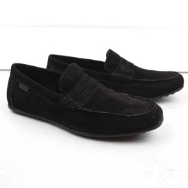 Leather suede shoes, men's black moccasins Big Star NN174224 1 Leather suede shoes, men's black moccasins Big Star NN174224 1