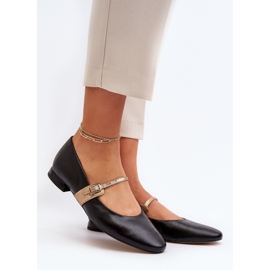 Women's Leather Flat Ballerinas Laura Messi 2774 Black 2