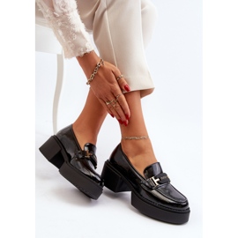 Vinceza Women's Patent Leather Moccasins with Massive Heels, Black Ridulvi 1 Vinceza Women's Patent Leather Moccasins with Massive Heels, Black Ridulvi 1