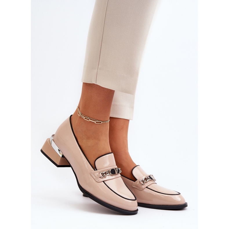 Vinceza Women's Patent Low-Heel Shoes Beige Albreide 2 Vinceza Women's Patent Low-Heel Shoes Beige Albreide 2