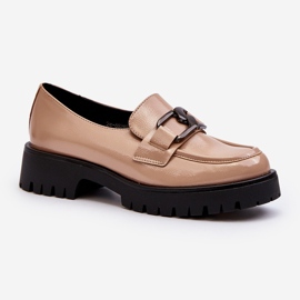 Vinceza Patent leather women's moccasins Beige Santtes 1