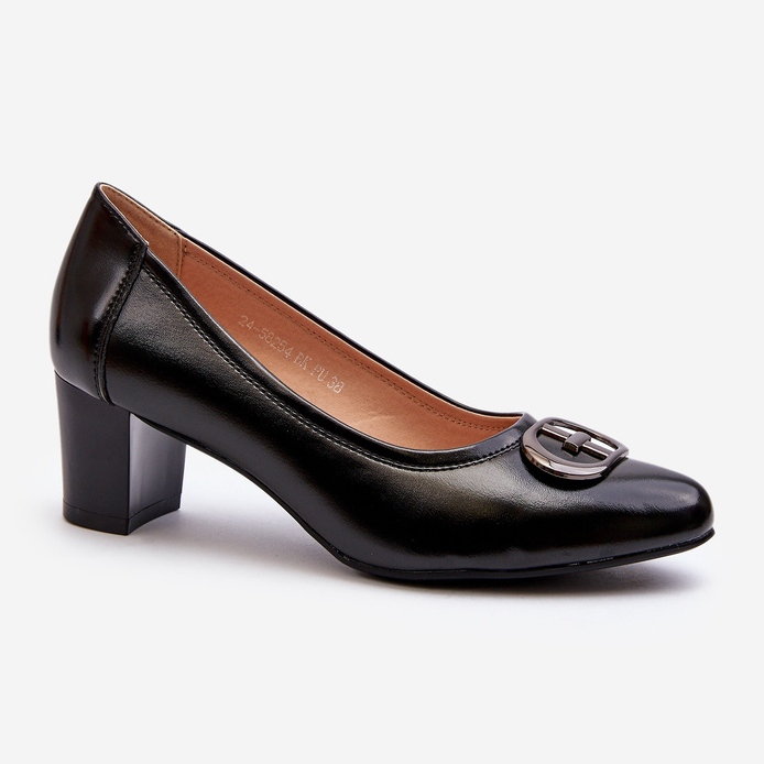 Vinceza Black Aeliris Low Heel Pumps With Decoration 1