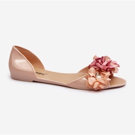 Women's Rubber Ballerinas With Flowers, Beige Junikla 1