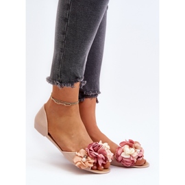 Women's Rubber Ballerinas With Flowers, Beige Junikla 2 Women's Rubber Ballerinas With Flowers, Beige Junikla 2