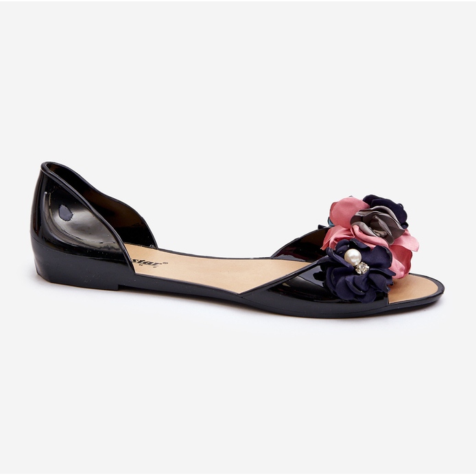Women's Rubber Ballerinas With Flowers Black Junikla 1