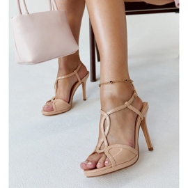 Light pink patent high heel sandals from Vappu 1