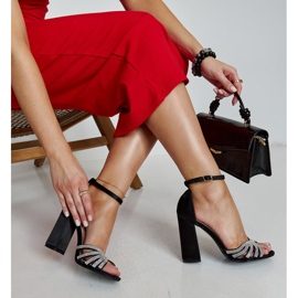 Black shiny high-heeled sandals from Zrinka 1