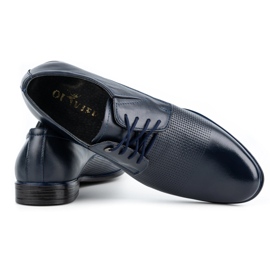 Olivier Men's elegant leather shoes 302T3, navy blue 3