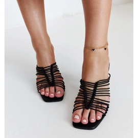 Black high-heeled slides by Borna 2