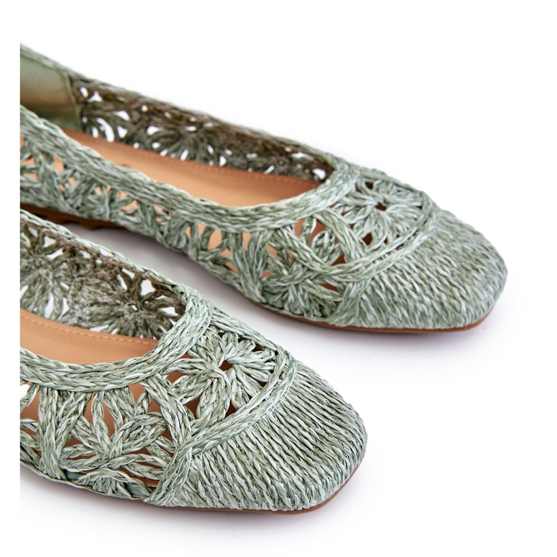 Seastar Openwork Fashionable Openwork Green Ballerinas 3