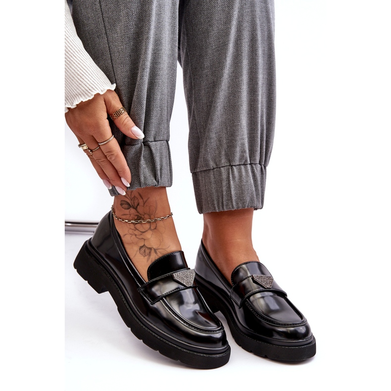 Women's Flat-Heel Loafers, Black 4