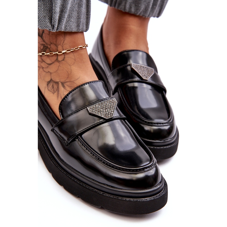 Women's Flat-Heel Loafers, Black 3